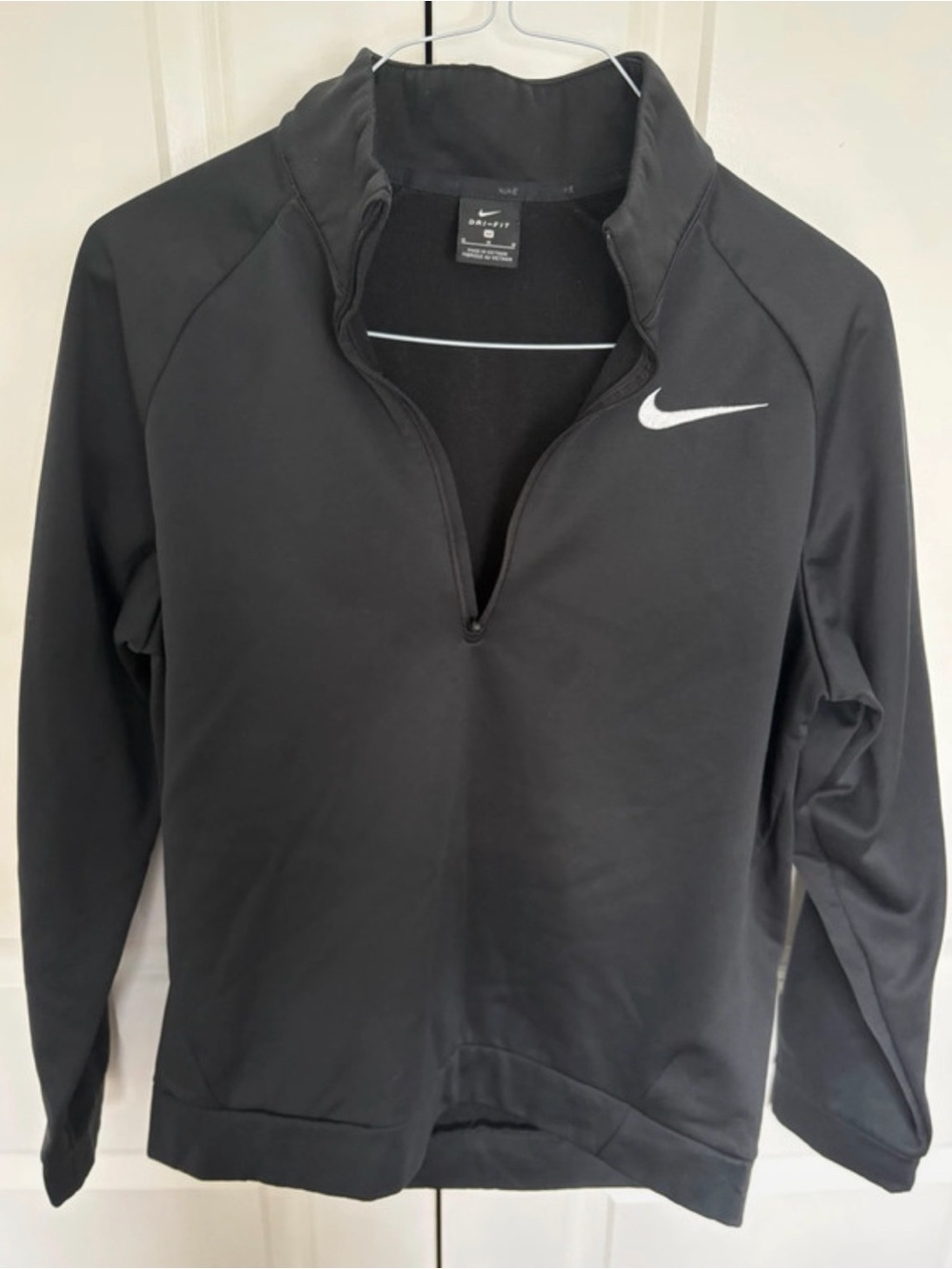 Nike Men’s Black Quarter-Zip Swim Rash Guard with White Swoosh